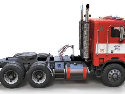 Freightliner Powerliner daycab semitruck Low-poly 3D model