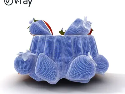 Strawberry Panna Cotta Dessert model pack Low-poly 3D model