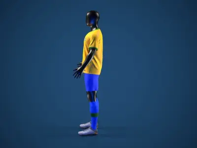 Football Jersey full outfit Brazil Team Sports Low-poly 3D model