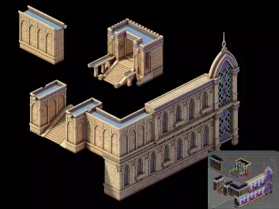 castle wall 3D model