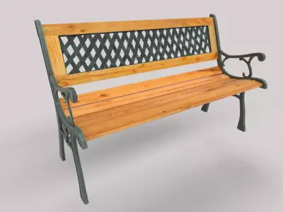 Garden Bench Low-poly 3D model