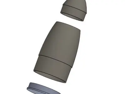 Model Rocket Nosecone - 2 parts 3D print model