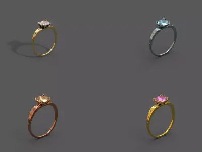 High-Quality 3D Ring Model Pack 4 Low-poly 3D model