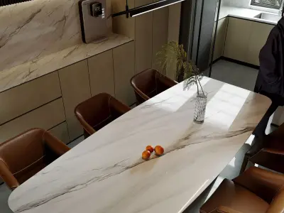 Modern living room dining room interior scenes  3D model