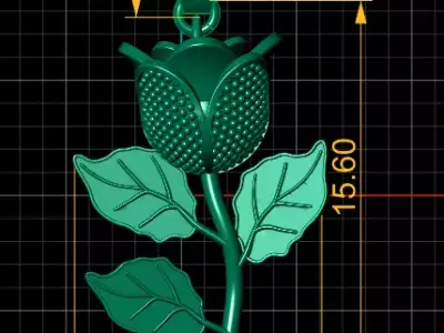 Golden Rose Blossom Pendant 3D print model