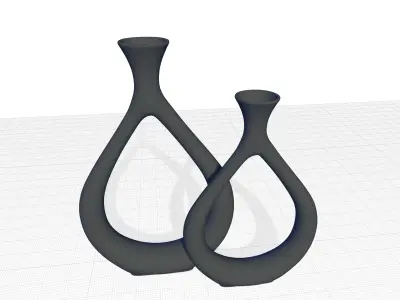  Tompson Antique Silver Table Vase Set 3D model