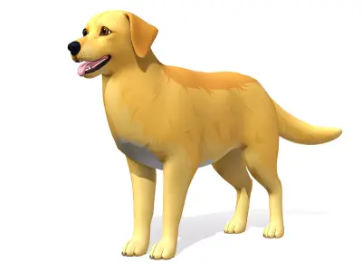 Cartoon Dog - Golden Retriever Low-poly 3D model
