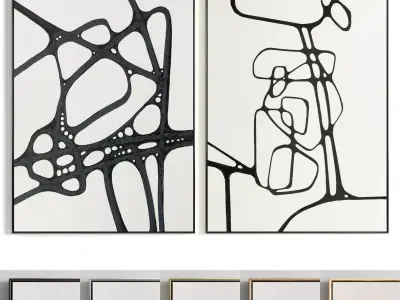 Plaster Two Photo Frame 319 Low-poly 3D model