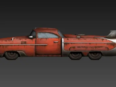 3D model of a futuristic retro-styled car Low-poly 3D model