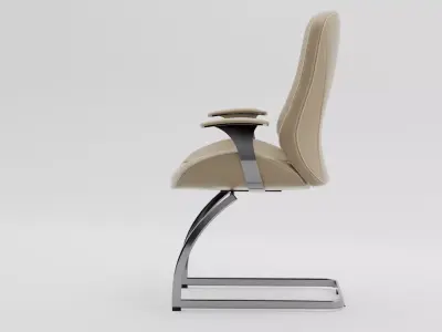 Beige Leather Visitor Conference Chair Chrome Cantilever PBR 3D model