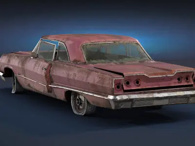 Retro Rusty Car 01 Low-poly 3D model