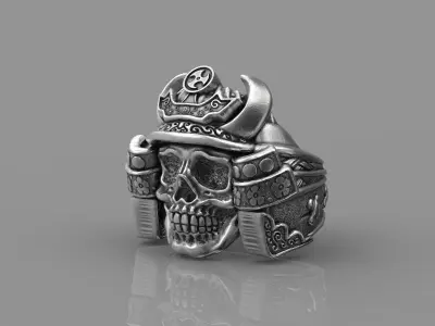 Samurai skull ring 3d model for 3d printing 3D print model 3D print model