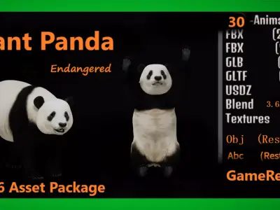 Giant Panda Bear Low-poly 3D model