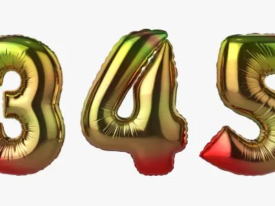 Foil air balloon numbers 04 3D model
