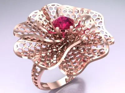  Mesh flower ring - Italian rings - Womens Rings - N6453 3D print model