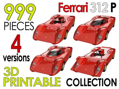 Ferrari 312 P 3D Printable - Car Kit Pack Bundle 3D Model Collection