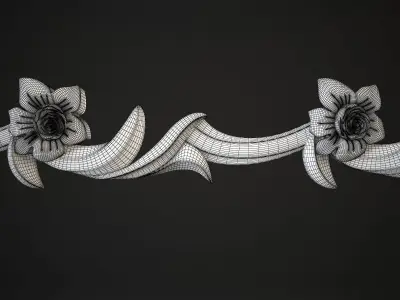 Moulding decorative scroll with flowers 3D model