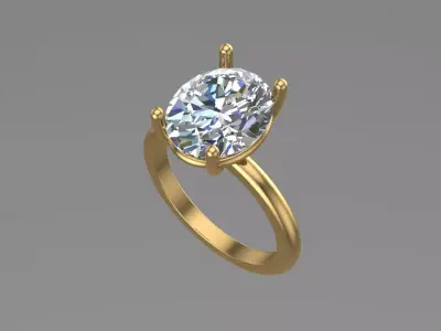 Oval Solitaire Ring Printable model 3dmodel  3D print model