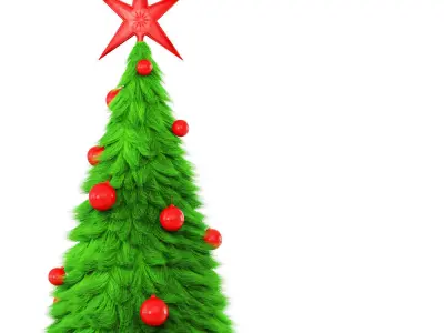 Decorative fur tree with toys and gifts 3D model