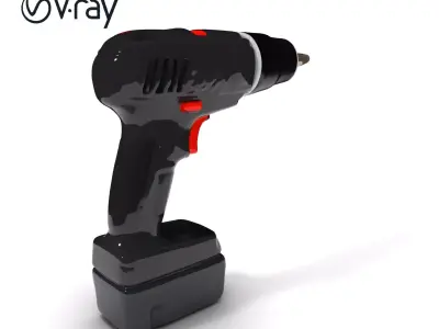 Cordless Drill D Model Pack with Multiple Details Low-poly 3D model