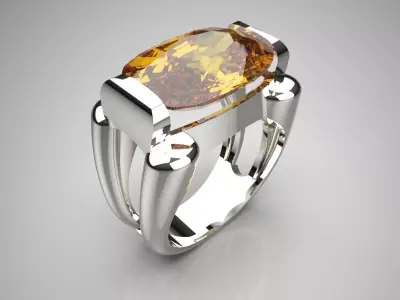 Luxury ring with citrine stone model gr0126 3D print model