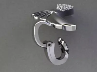 Earring gold and diamond ring 3D print model