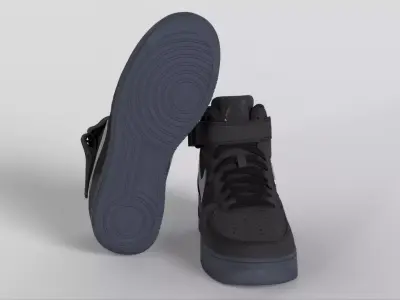 Nike Air Force 1 Mid Premium Black Metallic Silver DX3061 Low-poly 3D model