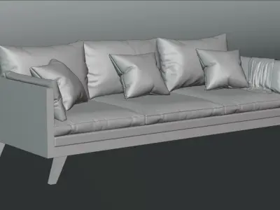 High Poly Couch Archviz Model 3D model