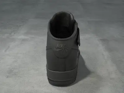Nike Air Force 1 Mid black Low-poly 3D model