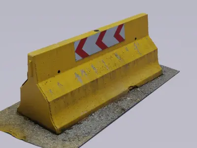 Concrete barrier 01 high-poly 3D model