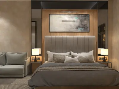 Luxury and Modern Hotel Room Scene 3D model