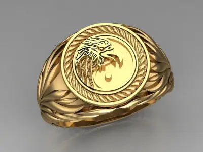 Solitaire Wedding Engagement Women Ring- Eagle Ring 3D print model