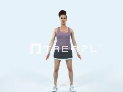 Yearn 01E Animated Rigged Sports Woman Low-poly 3D model