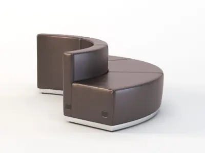 Krysten Round Modular Sectional Convex Bonded Leather Sofa 3D model