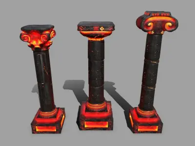 Pillar Set three pillars Low-poly 3D model