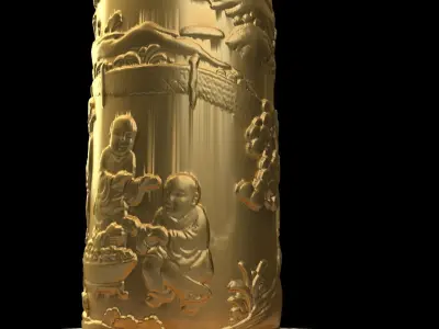 Chinese display stand with pencil holde 3D model