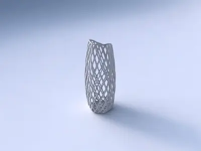 Vase arc hexagon with diagonal grid lattice 3D print model