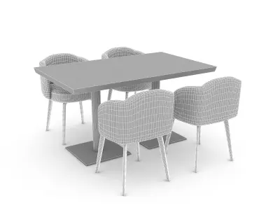 modern table chair model Low-poly 3D model