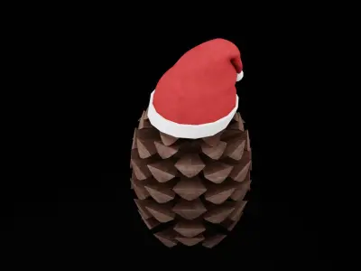 Christmas Pine Cone Low-poly 3D model
