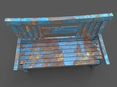Old Wood Bench Low-poly 3D model