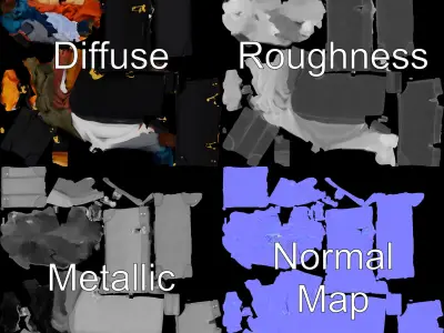 Vintage Suitcase with Clothes Model Pack Low-poly 3D model