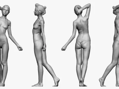 001236 woman in bikini hand up behind head 3dp 3D print model