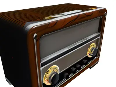 Vintage Wooden Radio Receiver Model Low-poly 3D model