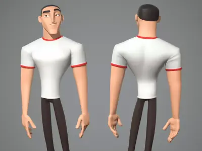 Male cartoon character Luke 3D model