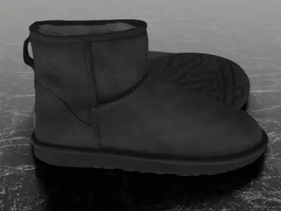 UGG - BLACK 3D SHOES BOOTS Low-poly 3D model