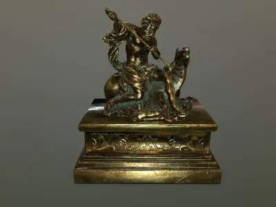 Neptune Statue Low-poly 3D model