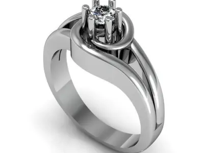 solitaire ring 3D print model 25