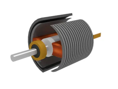 DC Electric Motor 2 coils 3D model