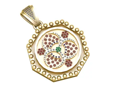Floral Harmony Medallion Pendant 3D print model