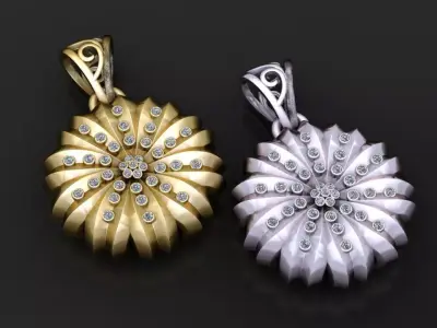 Spiral Bloom Diamond Pendant 3D print model